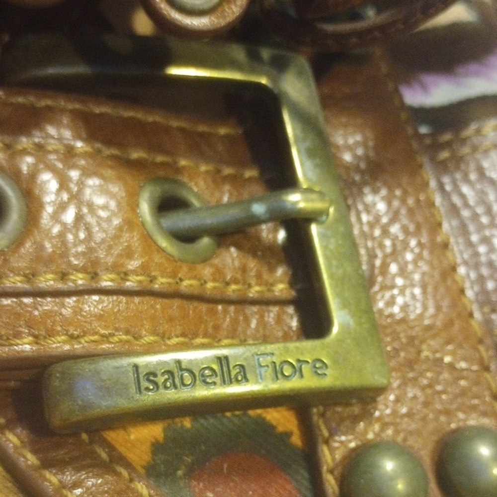 Isabella Fiore Floral Brown Leather Women's Bag - Picture 2 of 11